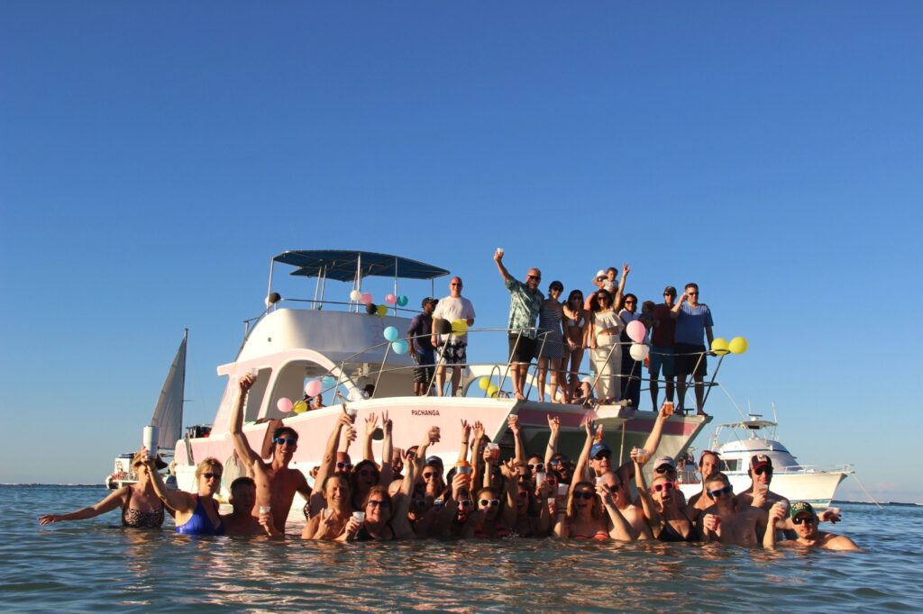 Group on boat